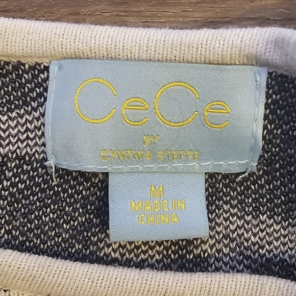 CeCe By Cynthia Steffe Blue/White Floral Long Sleeve Soft Womens Sweater Sz M - Picture 6 of 9